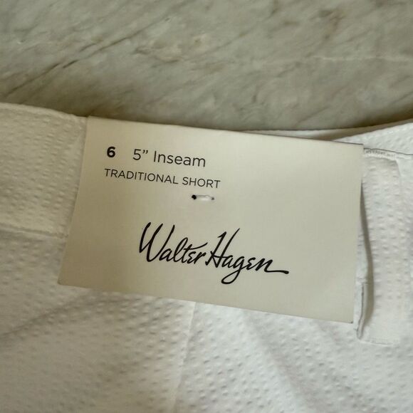 Walter Hagen Clubhouse 5” Seersucker Traditional golf Shorts Sz 6 White NWT - Picture 5 of 7
